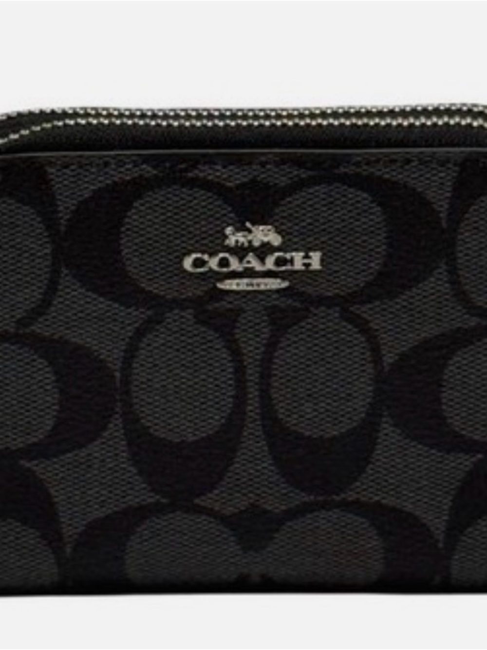 Coach Black Signature Small Wallet with Gold Logo